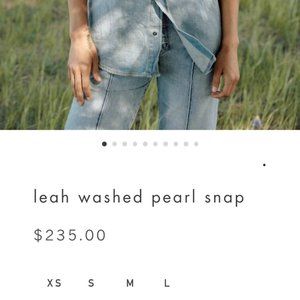 Imogene + Willie Leah Washed Pearl Snap Shirt Denim Small